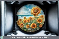 GorgeousAutumn Sunflowers Car Coaster design.