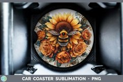 GorgeousAutumn Sunflowers Car Coaster design.