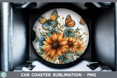 GorgeousAutumn Sunflowers Car Coaster design.