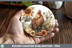 GorgeousAutumn Sunflowers Round Coaster design.