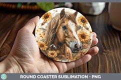 GorgeousAutumn Sunflowers Round Coaster design.