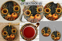 Autumn Wind Spinner, Sunflowers Pumpkins Round Design, d1 Product Image 3