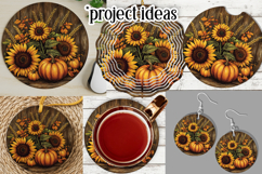 Autumn Wind Spinner, Sunflowers Pumpkins Round Design, d12 Product Image 3