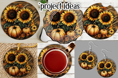 Autumn Wind Spinner, Sunflowers Pumpkins Round Design, d13 Product Image 3