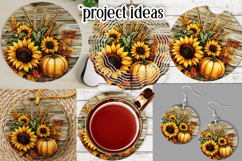 Autumn Wind Spinner, Sunflowers Pumpkins Round Design, d14 Product Image 3