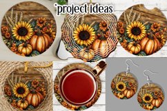 Autumn Wind Spinner, Sunflowers Pumpkins Round Design, d15 Product Image 3