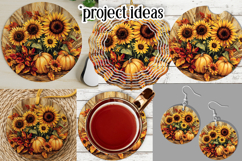 Autumn Wind Spinner, Sunflowers Pumpkins Round Design, d16 Product Image 3