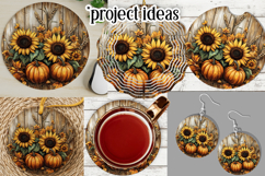 Autumn Wind Spinner, Sunflowers Pumpkins Round Design, d5 Product Image 3