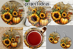 Autumn Wind Spinner, Sunflowers Pumpkins Round Design, d8 Product Image 3