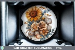GorgeousAutumn Sunflowers Car Coaster design.