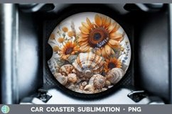 GorgeousAutumn Sunflowers Car Coaster design.