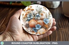 GorgeousAutumn Sunflowers Round Coaster design.