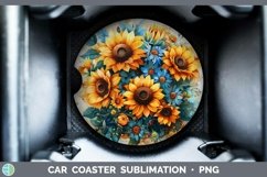 GorgeousAutumn Sunflowers Car Coaster design.