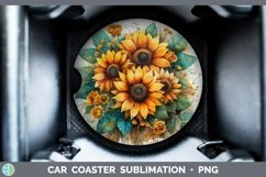 GorgeousAutumn Sunflowers Car Coaster design.