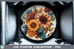 GorgeousAutumn Sunflowers Car Coaster design.