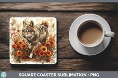 GorgeousAutumn Sunflowers Square Coaster design.