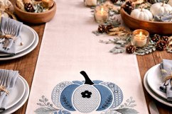 Blue Floral Pumpkin Embroidery Design Chinoiserie Fall Decor Product Image 5