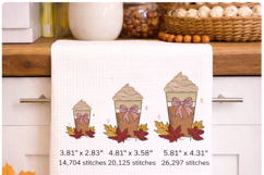 Coffee cup, Pumpkin spice, Fall leaves. Machine embroidery Product Image 3