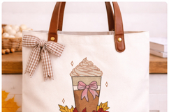 Coffee cup, Pumpkin spice, Fall leaves. Machine embroidery Product Image 5