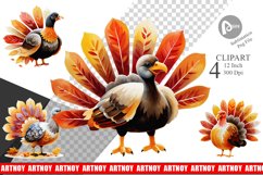 Autumn Turkey Watercolor Clipart Product Image 1