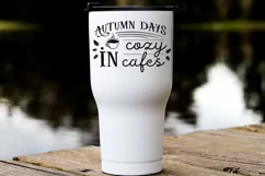 autumn typography on white tumbler
