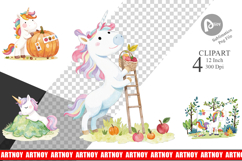 Autumn Unicorn Whimsy Clipart Product Image 1