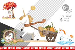 Autumn Unicorn Whimsy Clipart Product Image 1