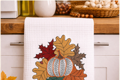 Pumpkin with Fall Leaves Embroidery Design Product Image 3