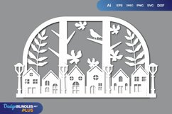 Autumn Village 3D Papercut SVG Product Image 1