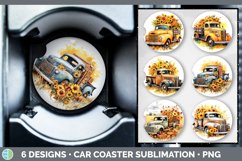 Bundle of six Watercolor Vintage Truck Car Coaster designs.