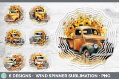 Bundle of six Watercolor Vintage Truck Wind Spinner designs.