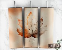 Autumn Watercolor Leaf Landscape Tumbler Design, Fall Leaf Product Image 5