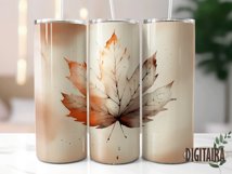 Autumn Watercolor Leaf Landscape Tumbler Design, Fall Leaf Product Image 4