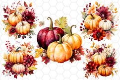 Autumn Watercolor Pumpkin Sublimation Cliparts