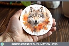 GorgeousAutumn Watercolor Round Coaster design.
