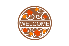 Autumn Welcome Round Welcome Door Sign Laser Cut Product Image 2