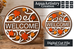 Autumn Welcome Round Welcome Door Sign Laser Cut Product Image 1