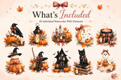 Autumn Witch Halloween Watercolor Product Image 2