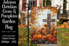 Christian Garden Flag, Autumn Pumpkins Cross Garden Flag 12 Product Image 1