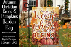 Christian Garden Flag, Autumn Pumpkins Cross Garden Flag 13 Product Image 1