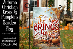 Christian Garden Flag, Autumn Pumpkins Cross Garden Flag 15 Product Image 1