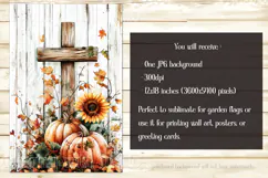 Christian Garden Flag, Autumn Pumpkins Cross Garden Flag 2 Product Image 2