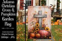 Christian Garden Flag, Autumn Pumpkins Cross Garden Flag 6 Product Image 1