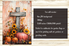 Christian Garden Flag, Autumn Pumpkins Cross Garden Flag 6 Product Image 2