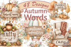 Autumn Words PNG Clipart, Thanksgiving Fall Scenes Clip Art Product Image 1