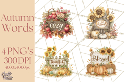 Autumn Words PNG Clipart, Thanksgiving Fall Scenes Clip Art Product Image 1