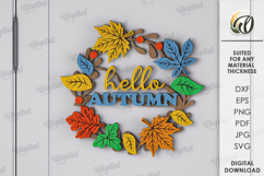 Autumn Wreath Laser Cut . Fall Wreath Decor SVG Product Image 1