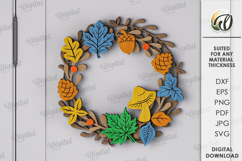 Autumn Wreaths Bundle Laser Cut . Fall Wreath Decor SVG Product Image 6