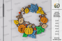 Autumn Wreaths Bundle Laser Cut . Fall Wreath Decor SVG Product Image 8