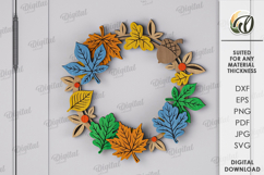 Autumn Wreaths Bundle Laser Cut . Fall Wreath Decor SVG Product Image 9